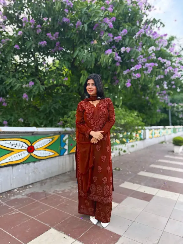 Maroon_Georgette_Dress_For_Women