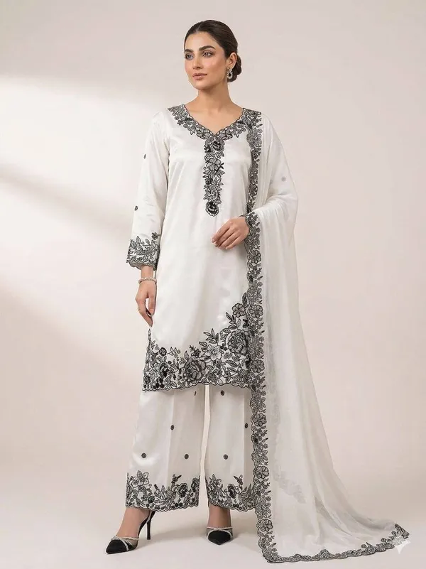 White_French_Crape_Dress_For_Women