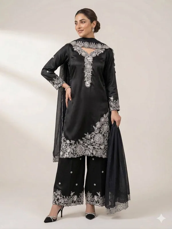 Black_French_Crape_Dress_For_Women