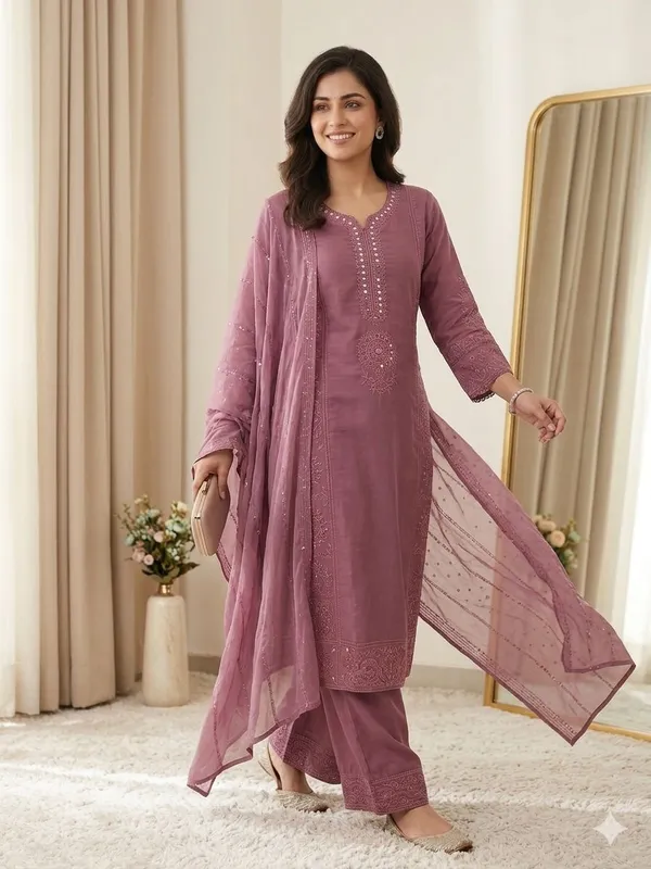 Rosewood_Pink_Mal_Chanderi_Dress_For_Women