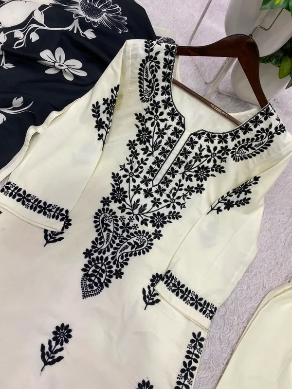 White_Black_Rayon_Dress_For_Women