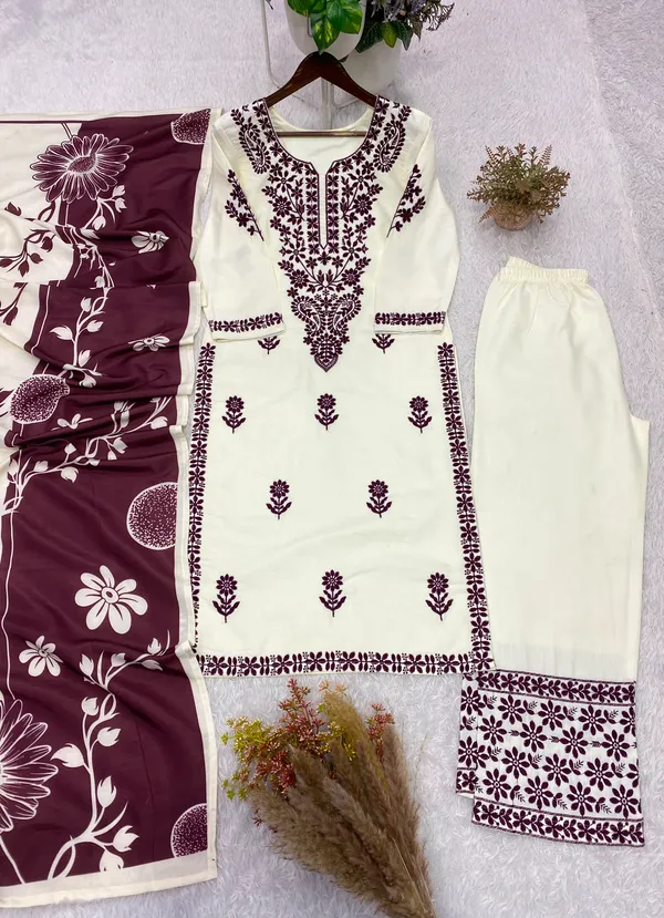 White_Red_Rayon_Dress_For_Women