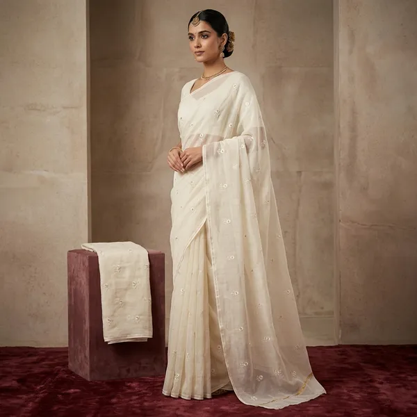 White_Viscose_Saree_For_Women