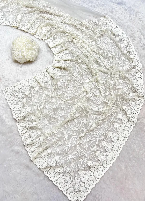 White_Net_Saree_For_Women