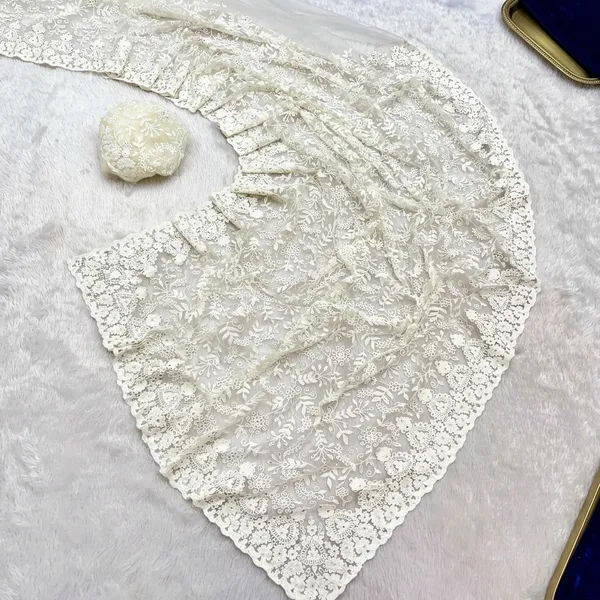 White_Net_Saree_For_Women