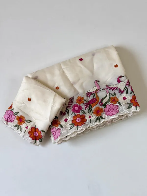 White_Tussar_Silk_Saree_For_Women