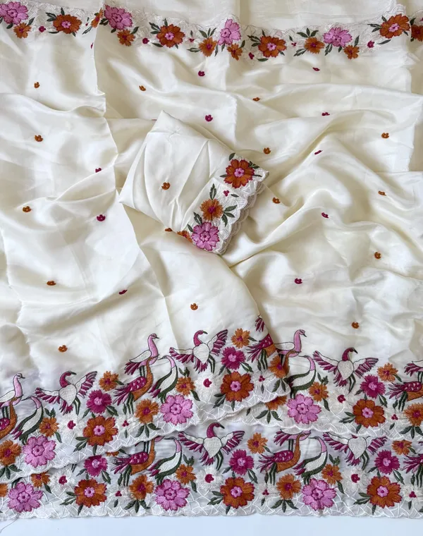 White_Tussar_Silk_Saree_For_Women