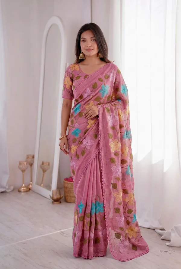 Pink_Viscose_Crunchy_Silk_Saree_For_Women