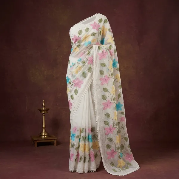 White_Viscose_Crunchy_Silk_Saree_For_Women