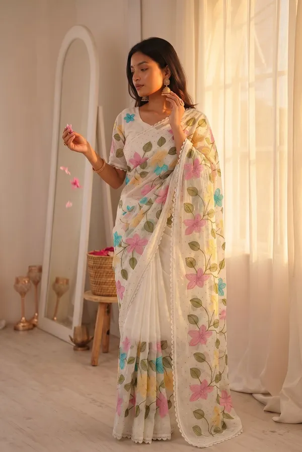 White_Viscose_Crunchy_Silk_Saree_For_Women