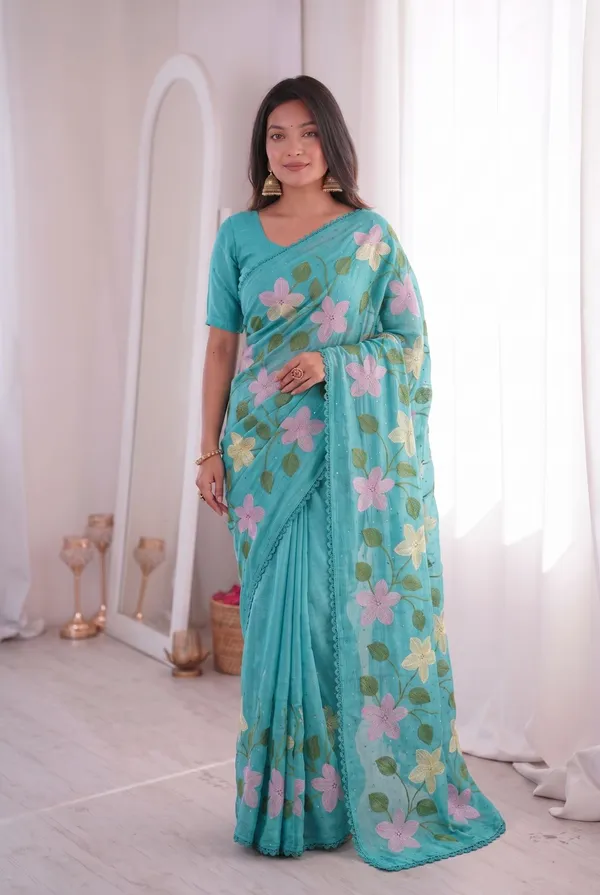 Blue_Viscose_Crunchy_Silk_Saree_For_Women