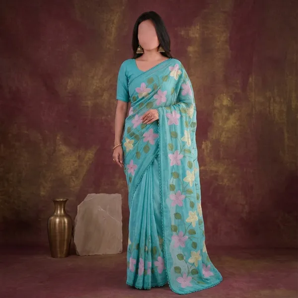 Blue_Viscose_Crunchy_Silk_Saree_For_Women