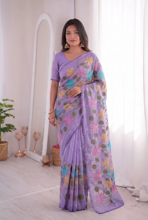 Lavender_Viscose_Crunchy_Silk_Saree_For_Women