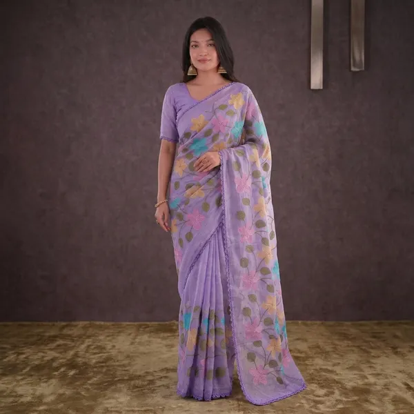 Lavender_Viscose_Crunchy_Silk_Saree_For_Women