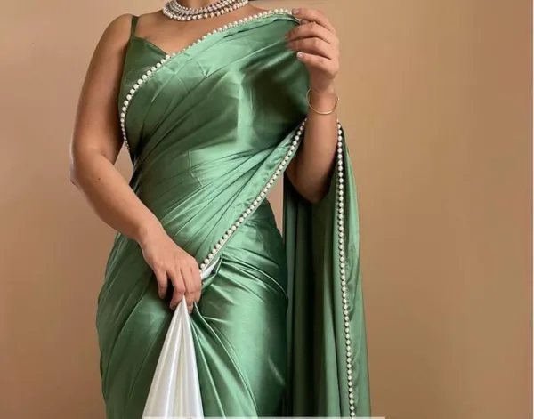 Green_Satin_Silk_Saree_For_Women