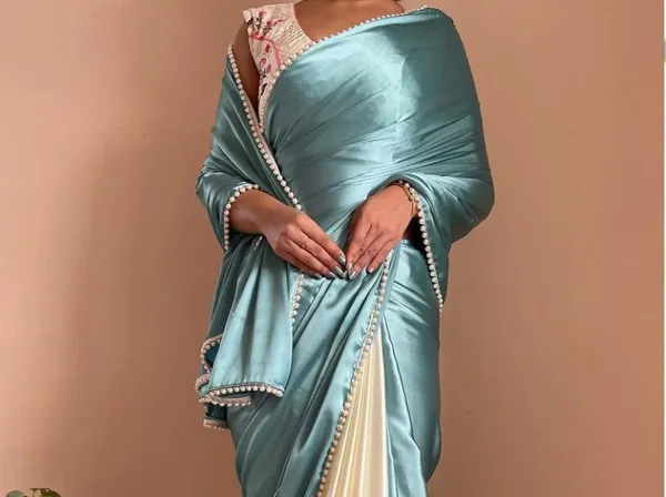 Blue_Satin_Silk_Saree_For_Women
