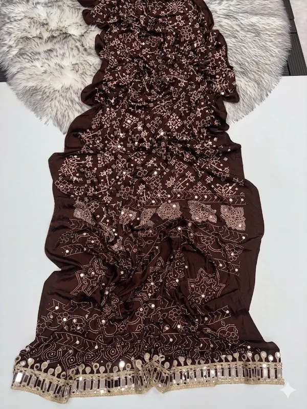 Brown_Satin_Silk_Saree_For_Women