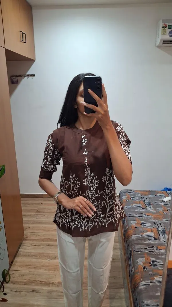 Brown_Cotton_Kurti_For_Women