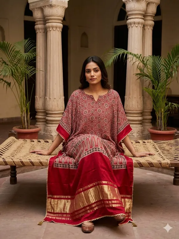 Red_Kaftan_Kurti_For_Women