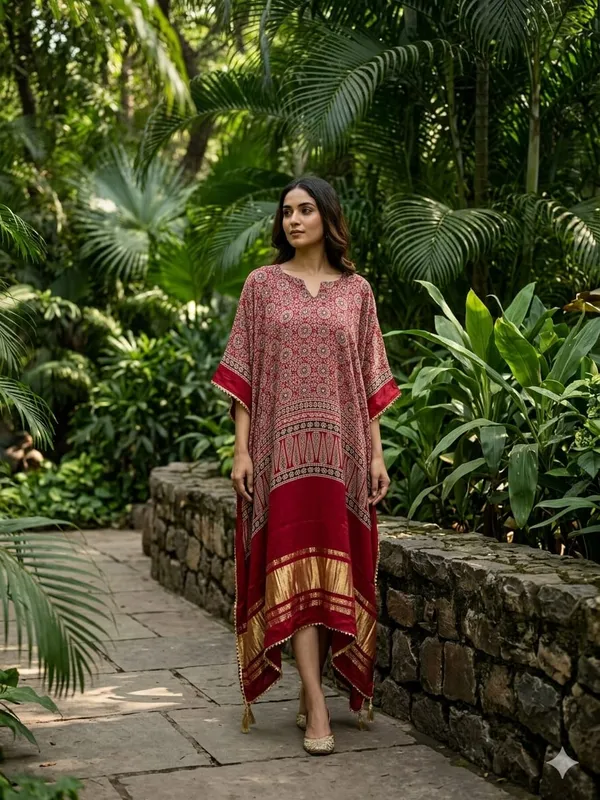 Red_Kaftan_Kurti_For_Women