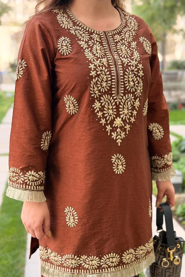 Brown_Dhabu_Silk_Co_Ord_Set_For_Women