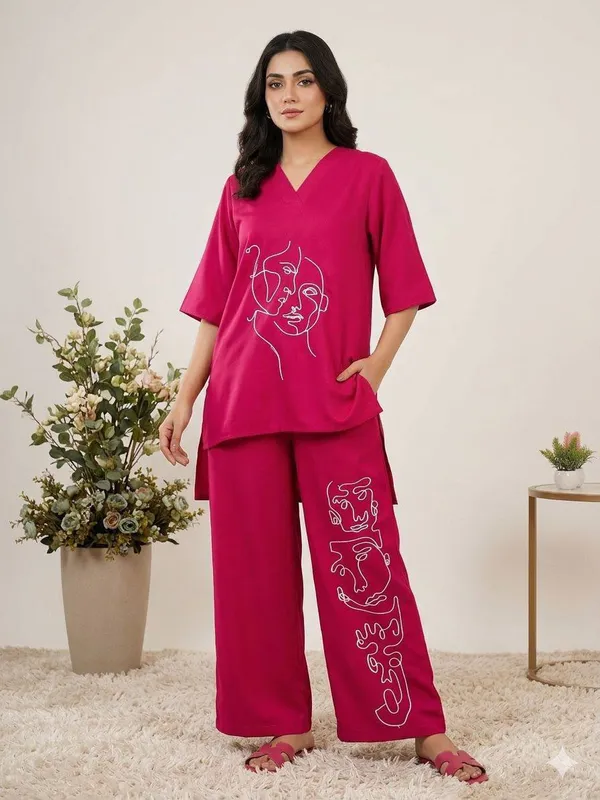 Pink_Roman_Silk_Co_Ord_Set_For_Women