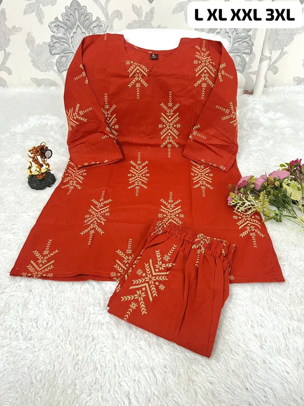 Orange_Cotton_Co_Ord_Set_For_Women