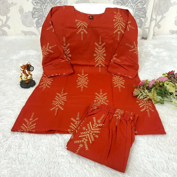 Orange_Cotton_Co_Ord_Set_For_Women