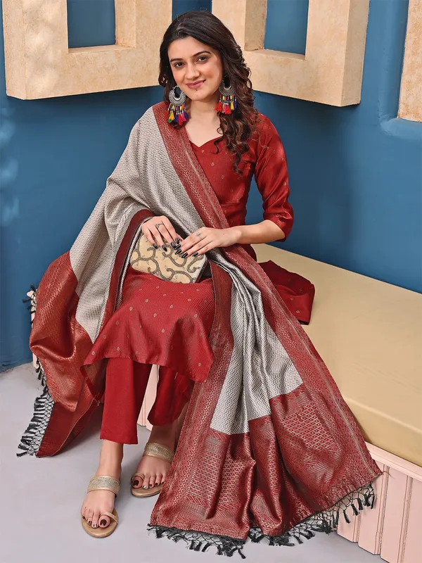Maroon_Silk_Dress_For_Women