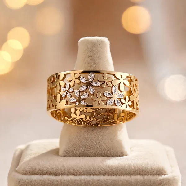 Gold_Stainless_Steel_Floral_Cutout_Crystal_Accent_Bracelet_For_Women