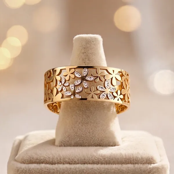 Gold_Stainless_Steel_Floral_Cutout_Crystal_Accent_Bracelet_For_Women
