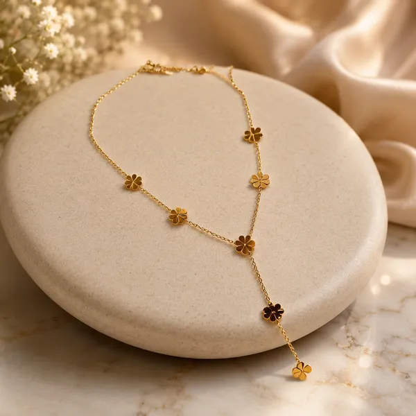 Gold_Stainless_Steel_Floral_Charm_Chain_Necklace_For_Women