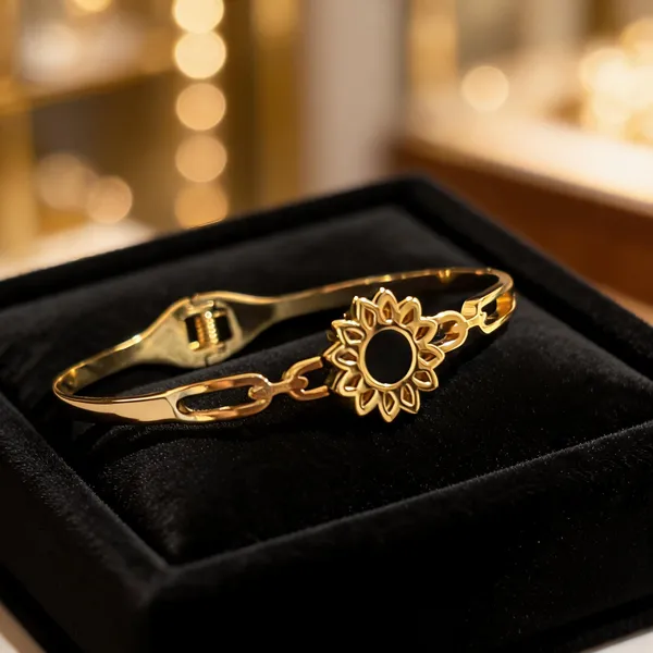 Gold_Stainless_Steel_Floral_Sunburst_Adjustable_Bracelet_For_Women