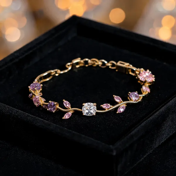 Gold_Stainless_Steel_Crystal_Floral_Vine_Bracelet_For_Women