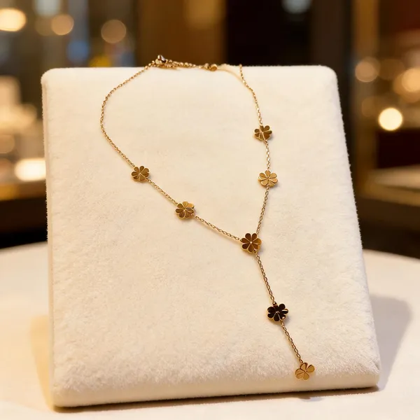 Gold_Stainless_Steel_Floral_Charm_Chain_Necklace_For_Women