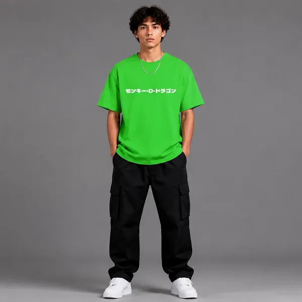 SLYEE_Bright_Green_Anime_Graphic_Printed_Round_Neck_Oversized_T-Shirt_Front_&_Back_Print_Streetwear_Tee