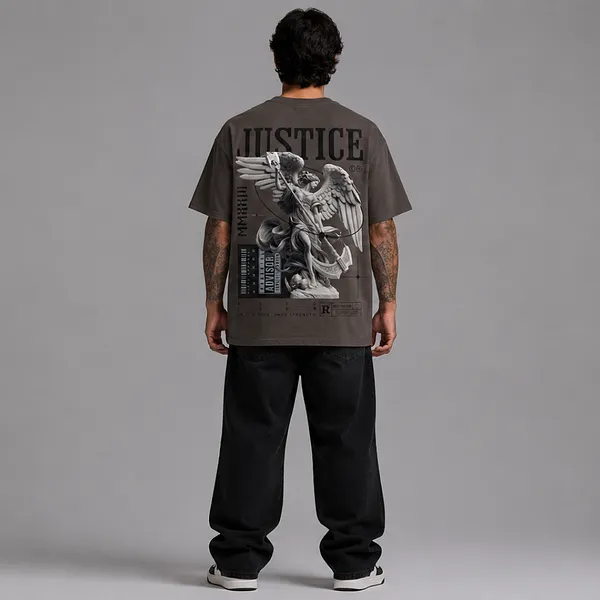 SLYEE_JUSTICE_Angel_Graphic_Printed_Round_Neck_Cotton_T-Shirt