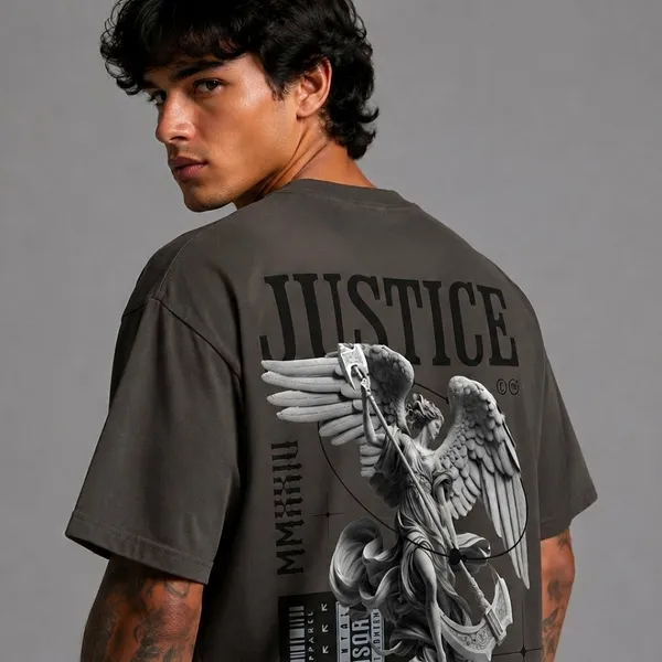 SLYEE_JUSTICE_Angel_Graphic_Printed_Round_Neck_Cotton_T-Shirt