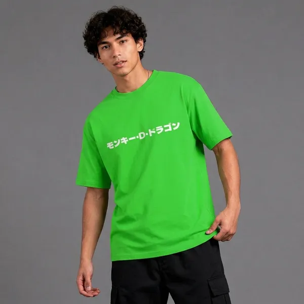 SLYEE_Bright_Green_Anime_Graphic_Printed_Round_Neck_Oversized_T-Shirt_Front_&_Back_Print_Streetwear_Tee