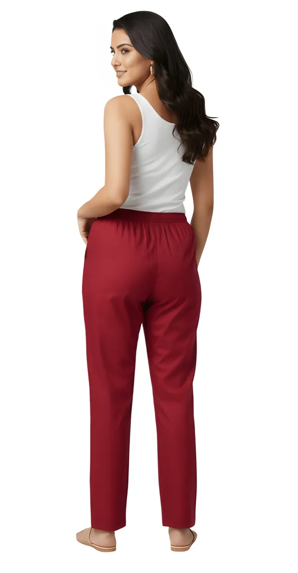 Maroon_Cotton_Straight_Fit_Trouser_For_Women