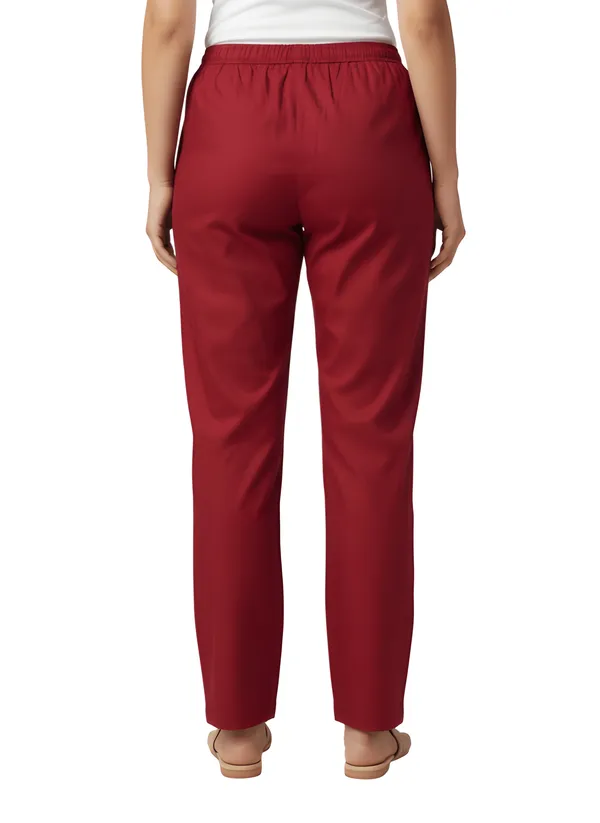 Maroon_Cotton_Straight_Fit_Trouser_For_Women