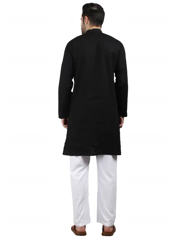 Black_Cotton_Relaxed_Fit_Embroidered_Kurta_For_Men