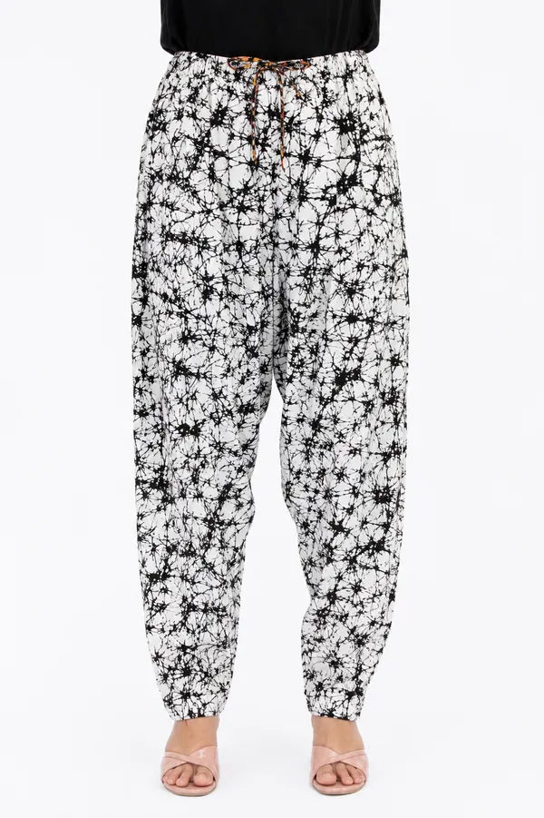 White_Cotton_Harem_Paisley_Print_Pants_For_Women