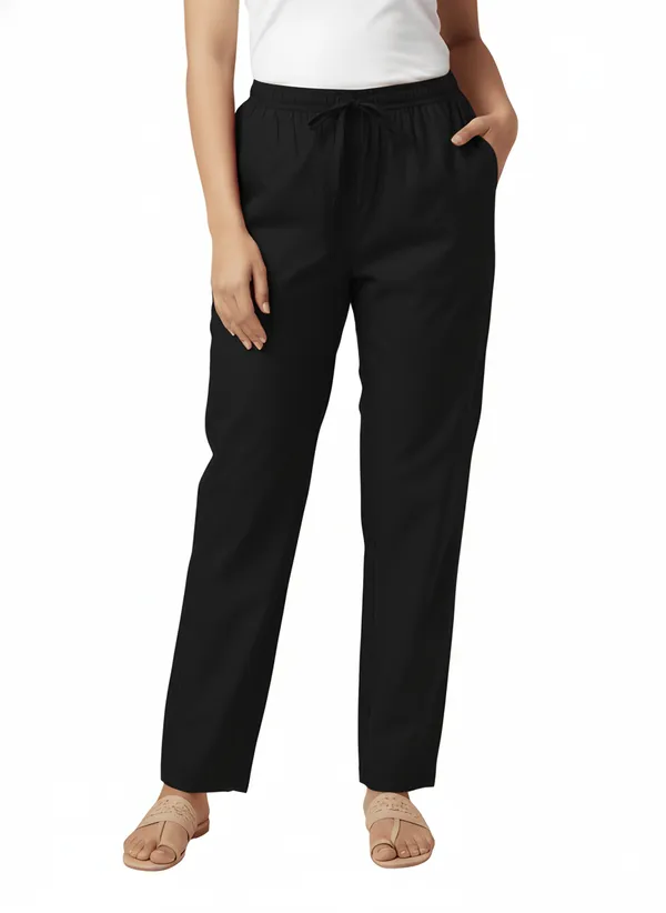 Black_Cotton_Relaxed_Fit_Drawstring_Trousers_For_Women