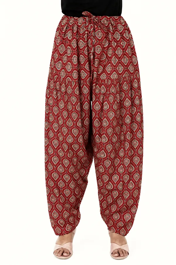 Red_Cotton_Paisley_Print_Harem_Pants_For_Women
