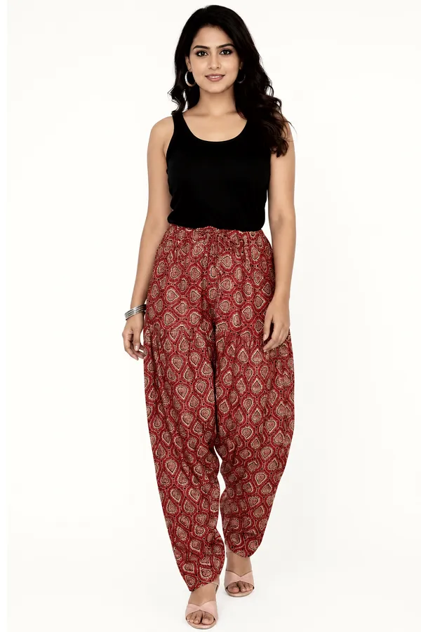 Red_Cotton_Paisley_Print_Harem_Pants_For_Women