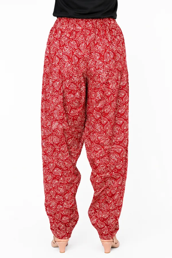 Red_Cotton_Paisley_Floral_Print_Harem_Pants_For_Women