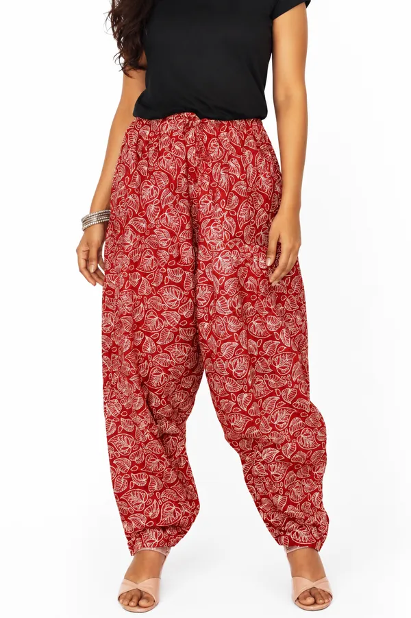 Red_Cotton_Paisley_Floral_Print_Harem_Pants_For_Women
