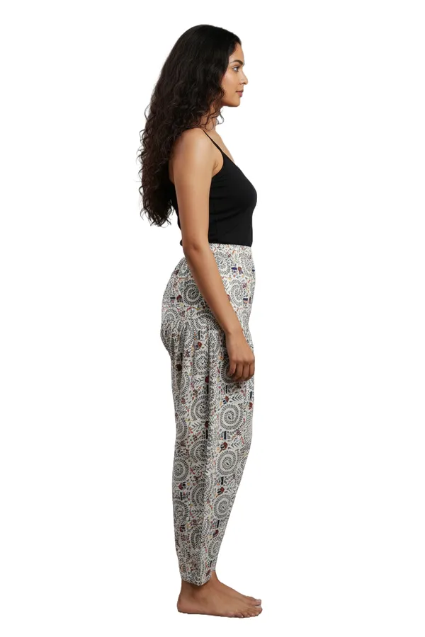 White_Cotton_Harem_Paisley_Print_Pants_For_Women