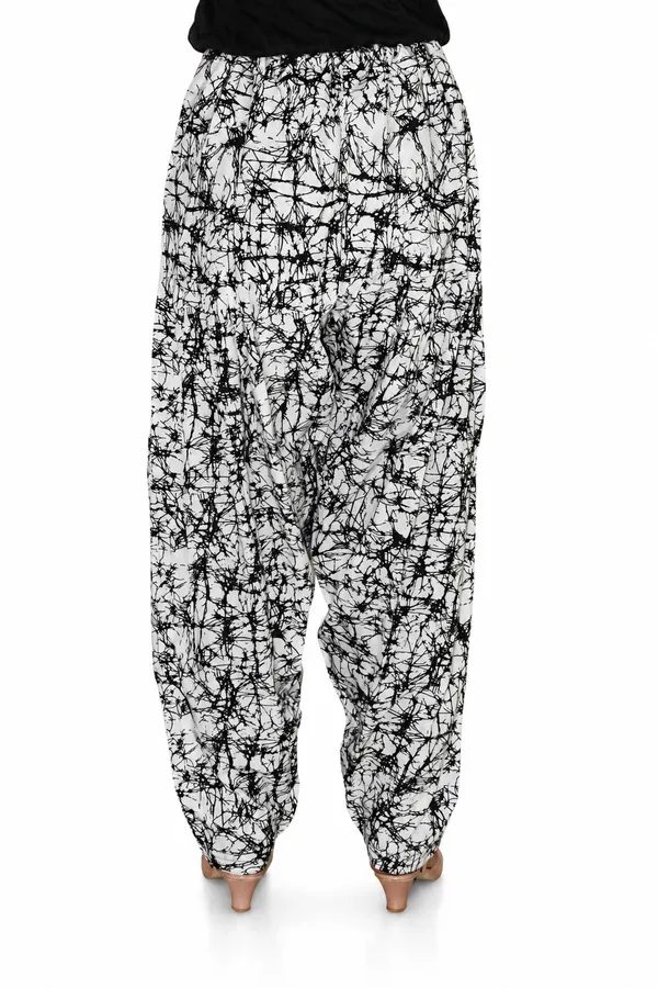 White_Cotton_Harem_Paisley_Print_Pants_For_Women